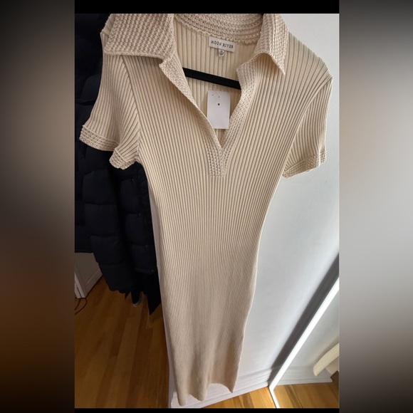 Beige Ribbed Polo Dress - Picture 7 of 7